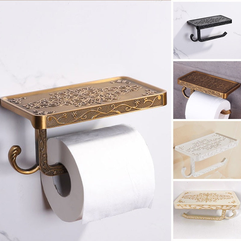 Antique Carved Mobile Phone Stand Bathroom Storage Organize The Shelves Tissue Holder