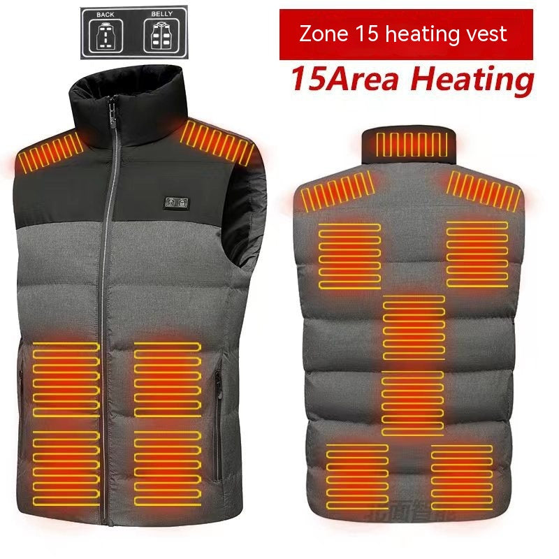 Self-heating Vest Winter Cotton Dress Dual Control Zone 15 Heating