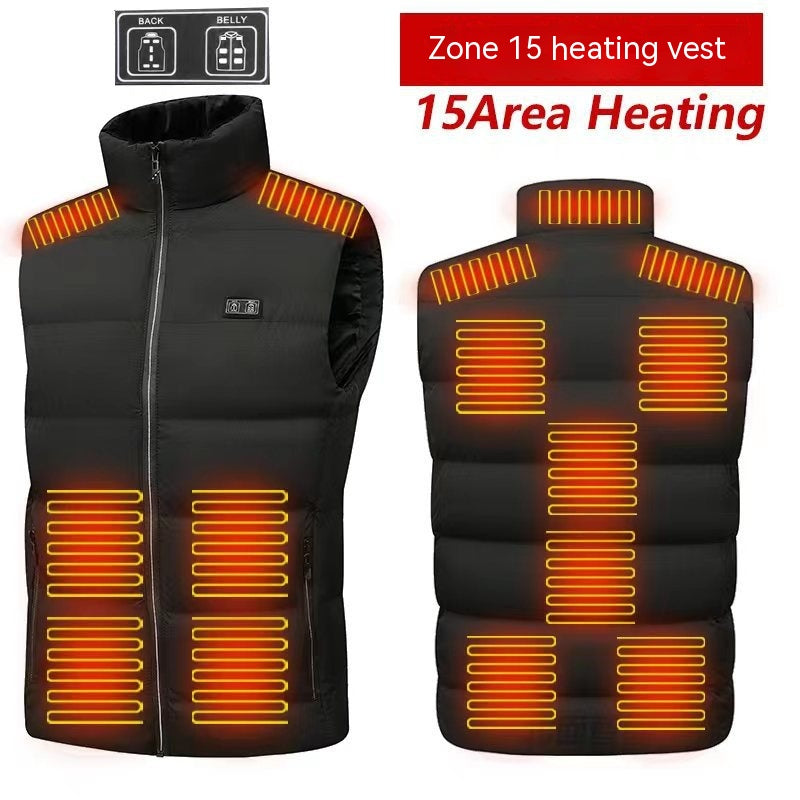 Self-heating Vest Winter Cotton Dress Dual Control Zone 15 Heating