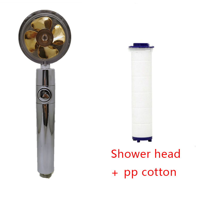 Shower Head Water Saving Flow 360 Degrees Rotating With Small Fan ABS Rain High Pressure Spray Nozzle Bathroom Accessories