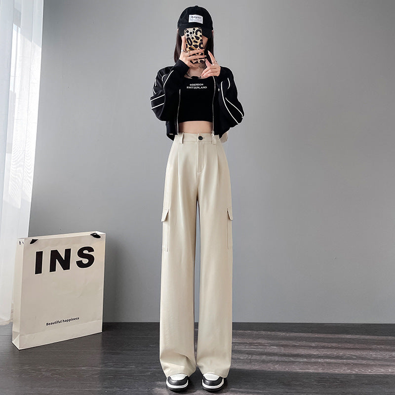 Overalls Women's High Waist Trousers Women's Straight Casual Wide Leg Pants Women