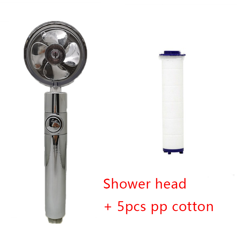 Shower Head Water Saving Flow 360 Degrees Rotating With Small Fan ABS Rain High Pressure Spray Nozzle Bathroom Accessories