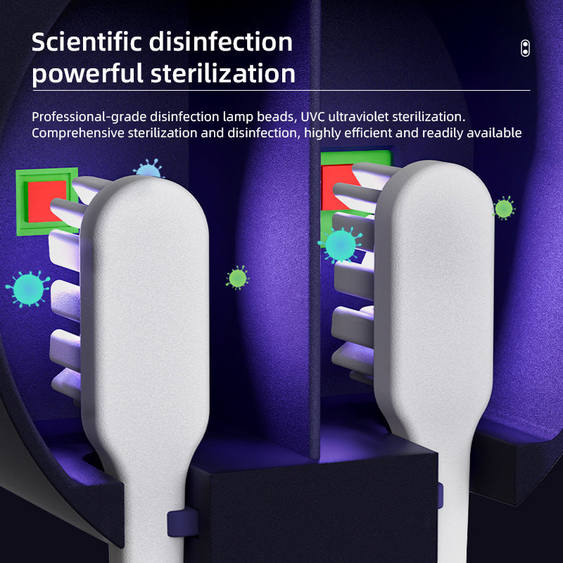 Punch-free Toothbrush Rack Cross-border Intelligent Toothbrush Holder Wall-mounted UVC Sterilization Double Induction Disinfection Toothbrush Box